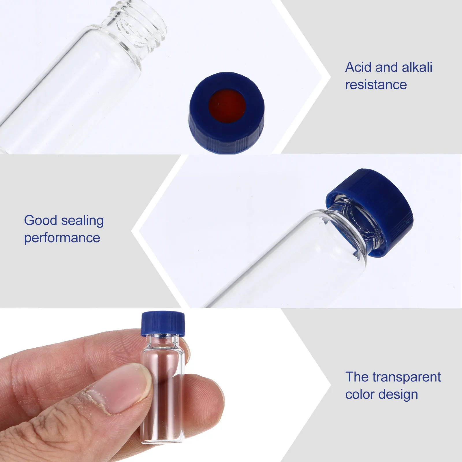 100Pcs 1.5ml 2Ml Transparent Polypropylene Sampling Vials with Silicone Ptfe Screw Caps for Chromatography Lab Use