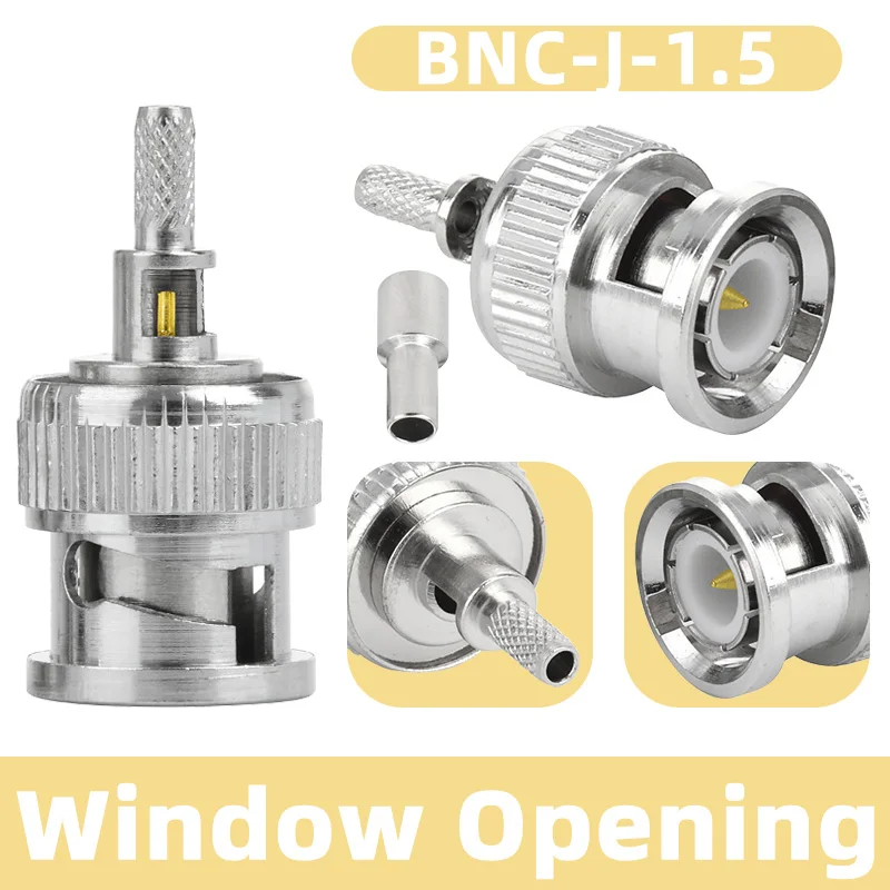 

5PCS BNC Male Crimp Plug BNC-J-1.5 RF Connector Crimp Nickelplated for Coaxial Cable RG174 RG316 LMR100