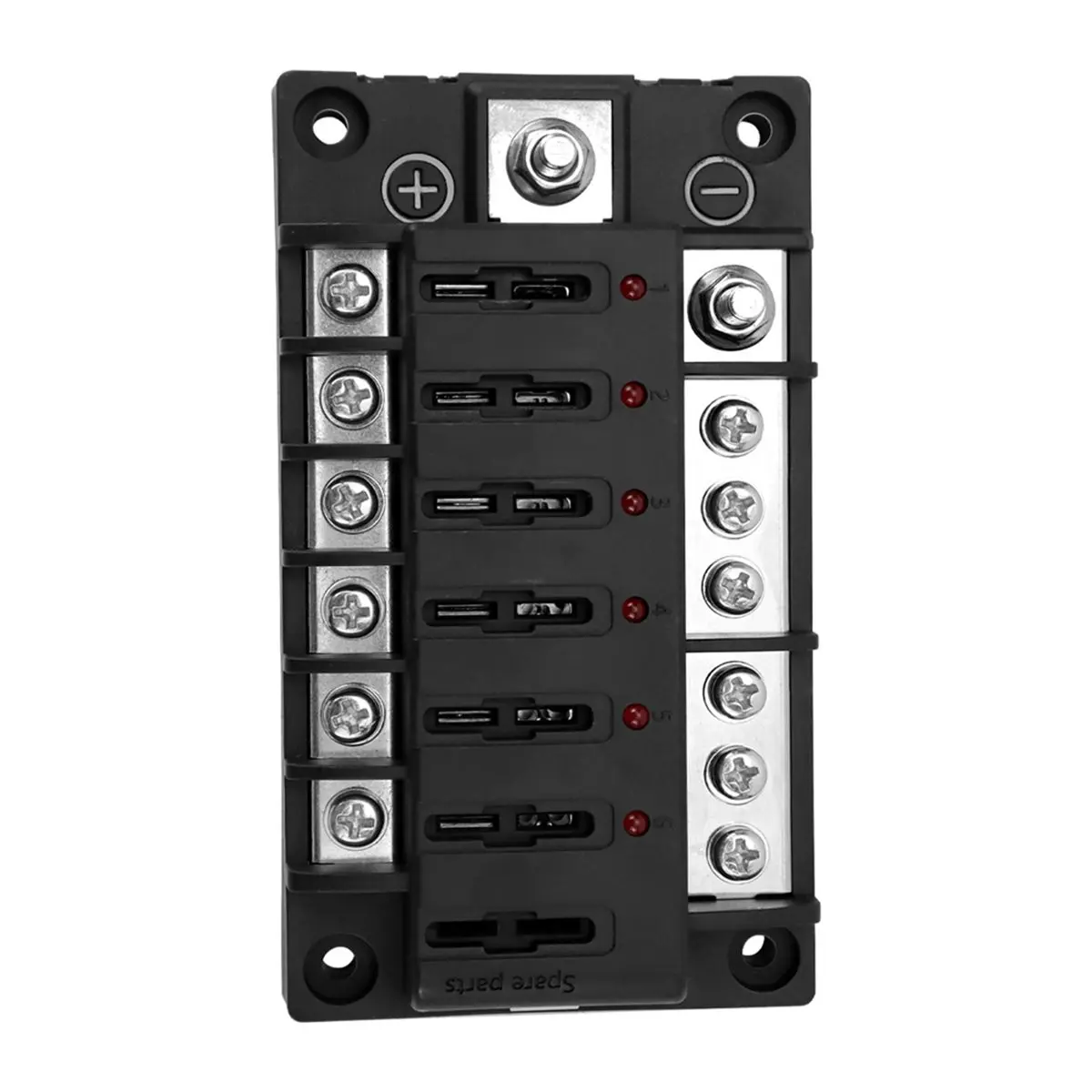 11-6 Way Waterproof Marine Fuse Box with LED Indicator, Circuit Fuse Holder Fuse Block W/Negative Bus for Car Truck Boat RV
