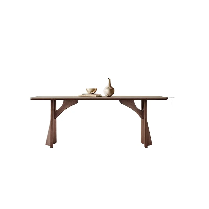 LMM rock slab dining table small apartment full care dining table 6 people rectangular rock slab solid wood dining table