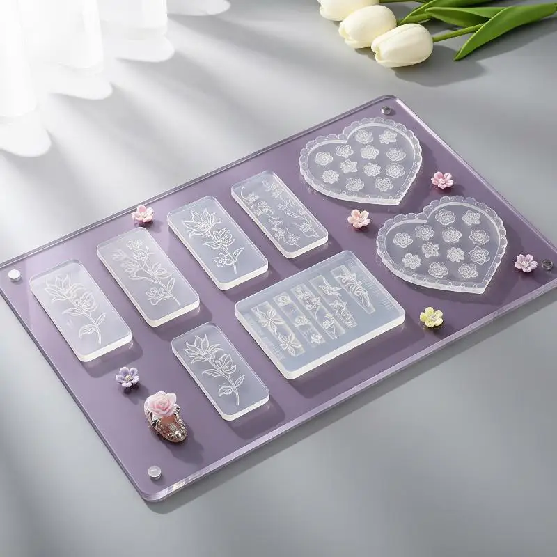 3D Flower Nail Art Silicone Molds Reusable Easy Demold Lightweight for Portable DIY Manicure Decoration Use