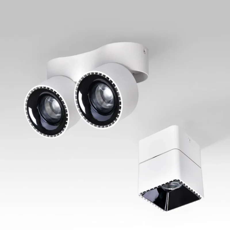 Can rotate 355° open mounted spot light single head double head Angle adjusted square circular ceiling light