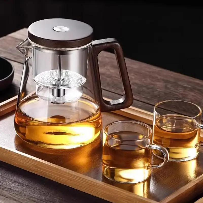 800ML Innovative Glass Teapot with Wood Handle