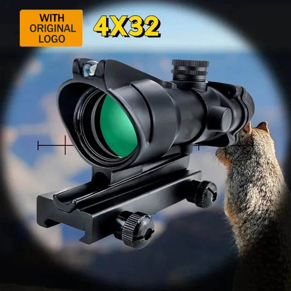 Tactical Scope 1x32 4X32 4x Magnifier Cross Glass Reticle Real Fiber Optic Scope For Rifle Hunting 20mm Rail