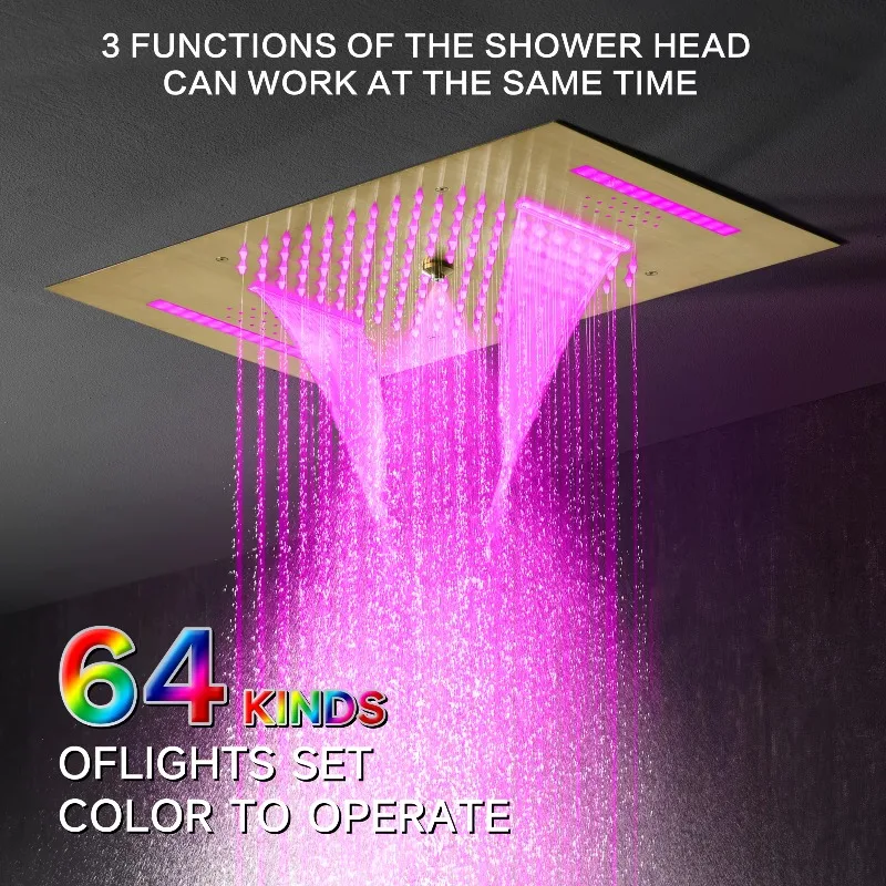 380 * 580mm 4機能シャワーヘッドLEDヘッドマッサージセット64色天井