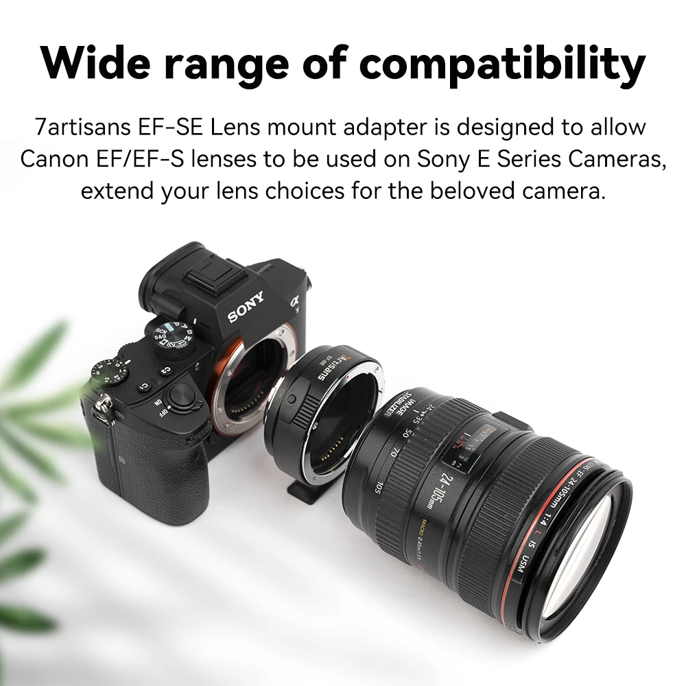 7artisans 7 artisans EF-SE Lens Adapter Auto-Focus Lens Converter Ring Compatible for Canon EF/EF-S Lens and Sony E mount Camera