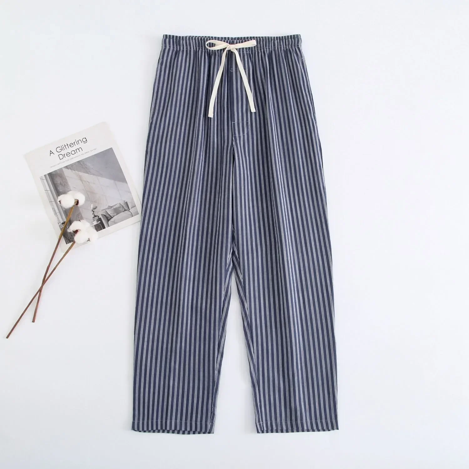 100%cotton Pants Male Home Pajama 2023 Sleep Lounge Men Homme Spring Autumn Wear Sleeping Bottoms Pijama Trousers Striped