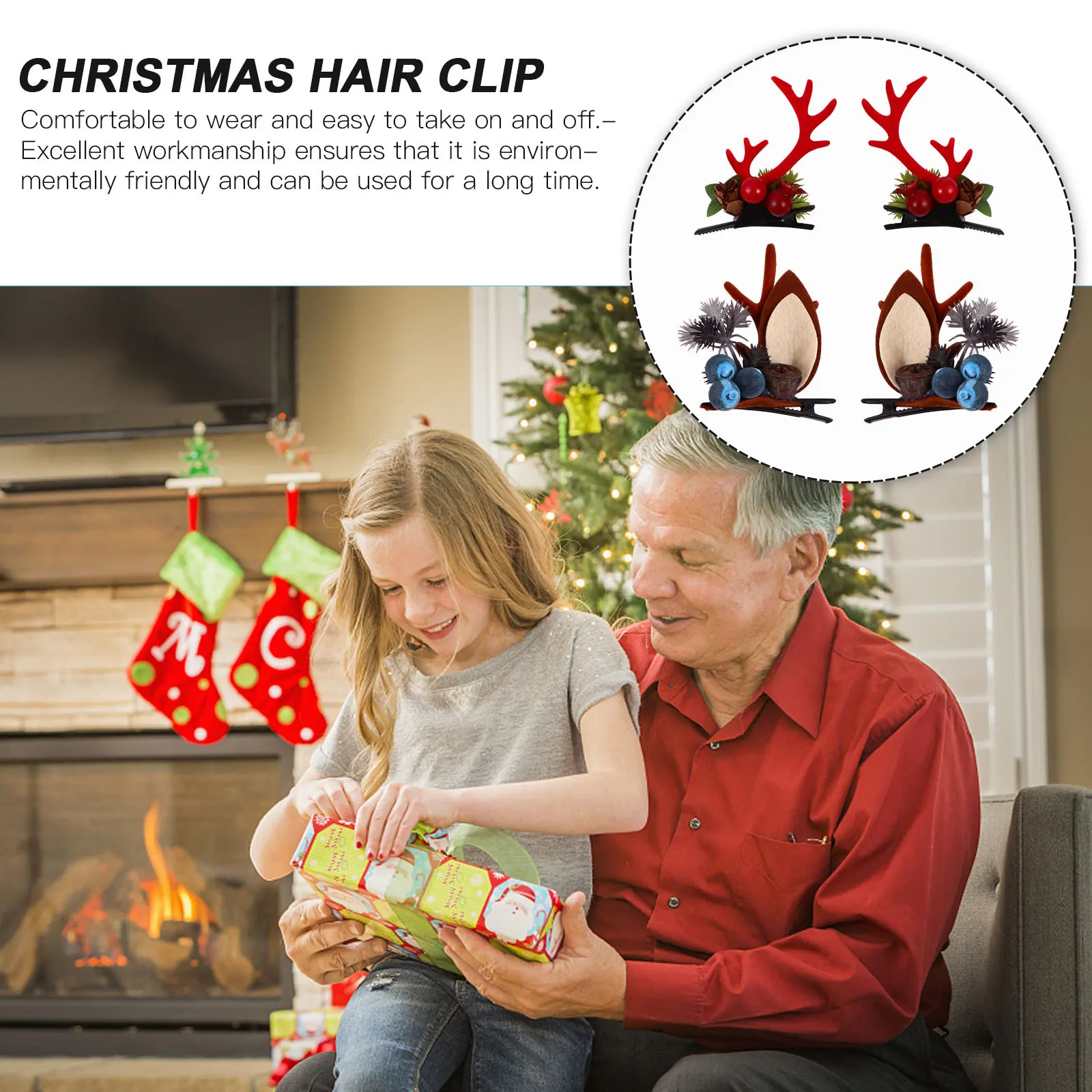 

2Pairs Christmas Antlers Hairpins Hair Clips Party Photography Props Hair Accessories Xmas Barrettes Holiday Decoration