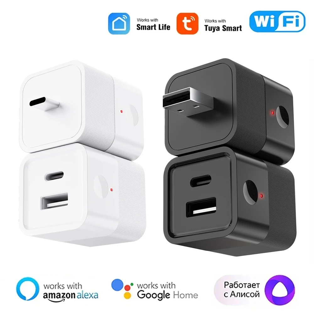 2in1 Tuya Smart WiFi Micro USB Type-C Adaptor Switch 5V Mini USB Power Adaptor Smart Life Control Via Alexa Google Yandex alice