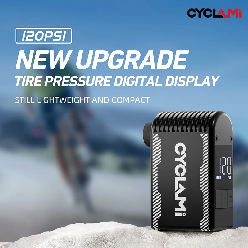 مضخة هواء كهربائية محمولة للدراجات الهوائية CYCLAMI بقوة 120 رطل لكل بوصة مربعة، صمام Schrader Presta، ضاغط سريع صغير للدراجة، إطار Schrader Presta A2S #5