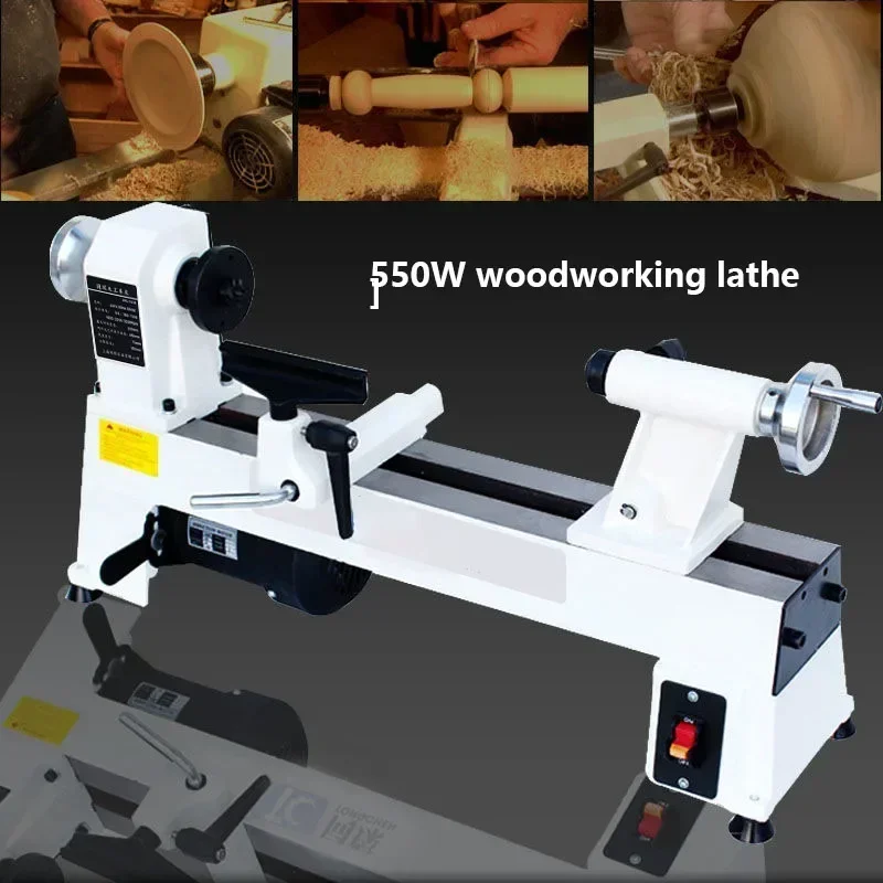 550W Holzbearbeitungsdrehmaschine Micro Kleine Werkzeugmaschine Drehmaschine Holz Spinnmaschine Drehmaschine Einfache Perlenmaschine