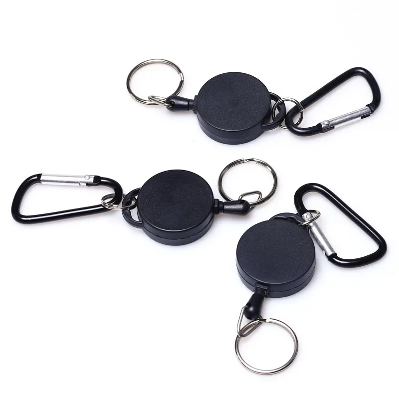 Retractable Keychain Badge Reel Holder Clips Easy-To-Pull Buckle Rope Elastic Keychain for Keychain for Camping Outdoor Key Ring