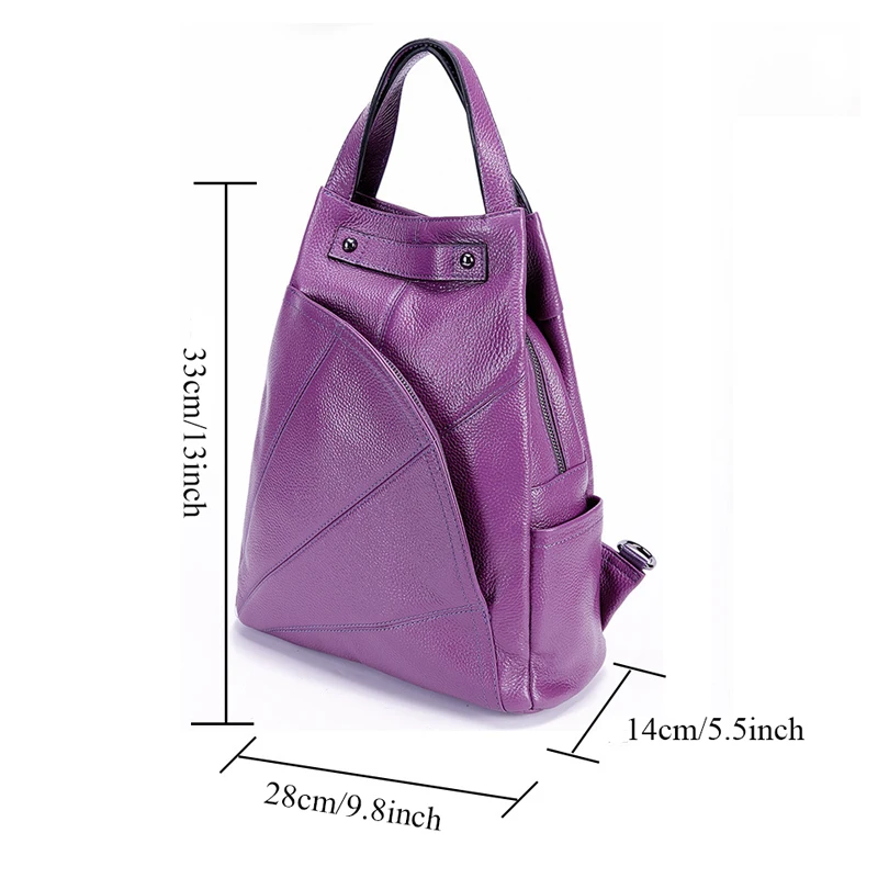 YUECIMIE-Mochila de piel auténtica para mujer, morral escolar de piel auténtica, moradas, de hombro, para adolescentes