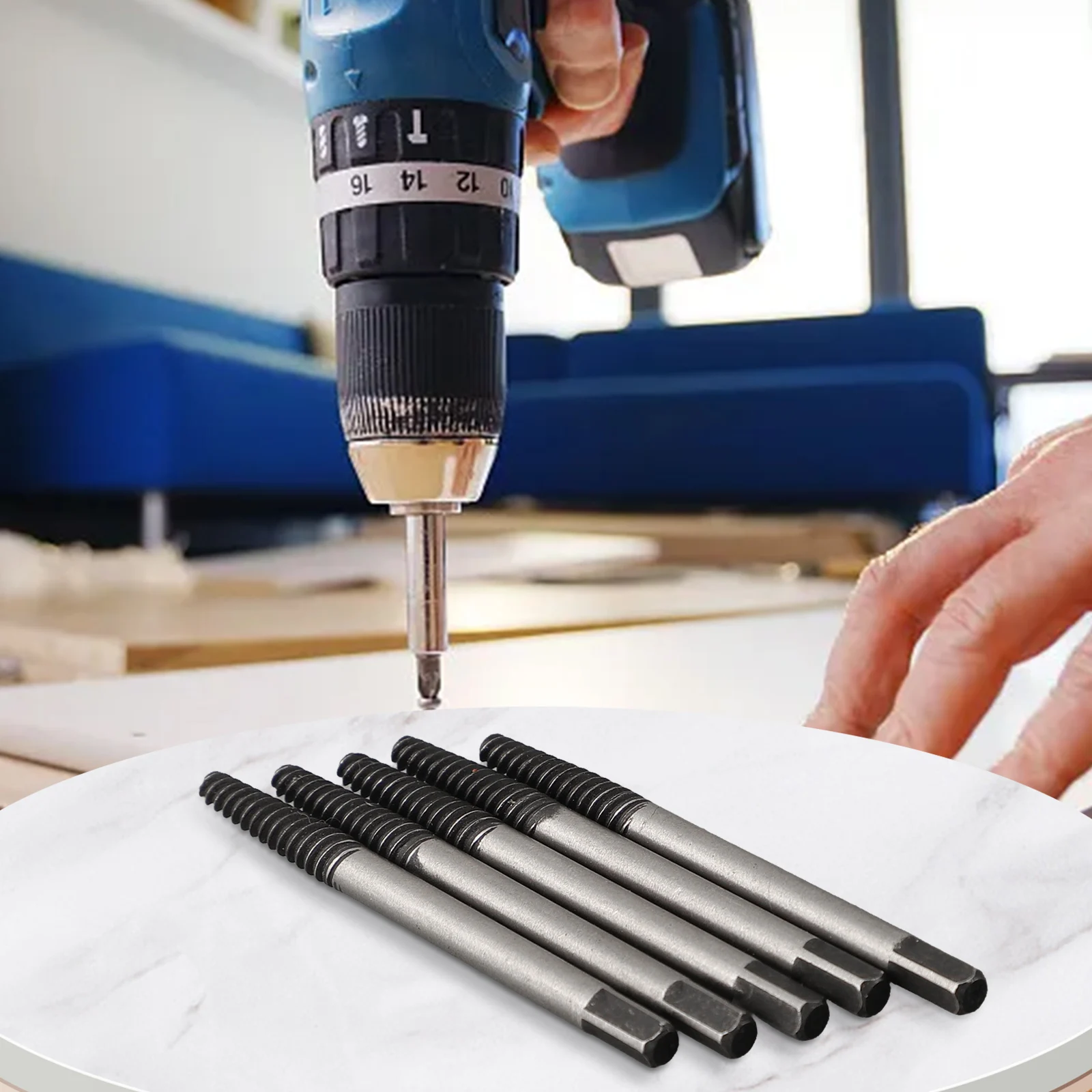 Broken Head Screw Extractor In Design With The Left-hand Thread And The Square Head Left-hand Thread Steel 5pcs Accessories