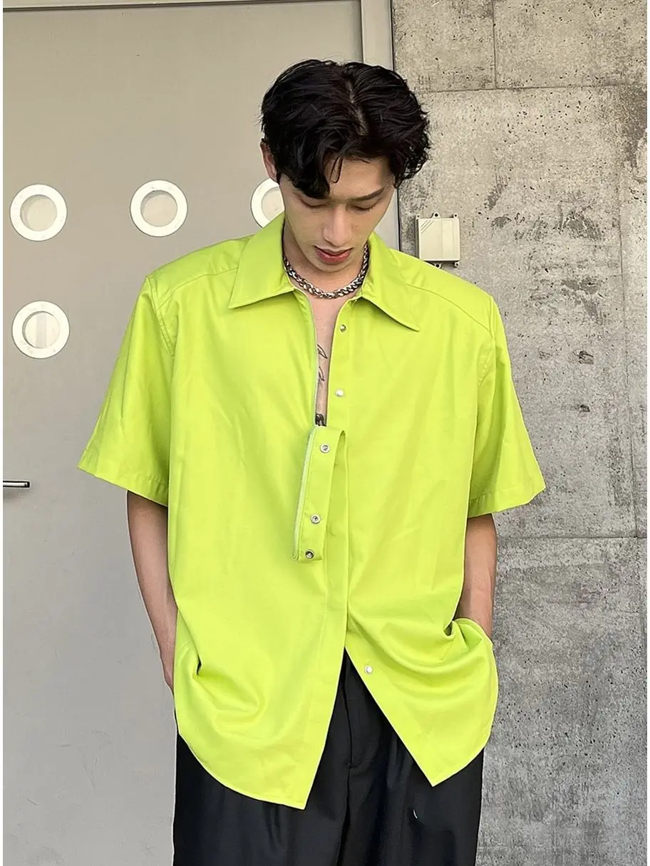 2023 Summer New Fashion Korean Men's Shirt Shirt Loose Short-sleeved Top All-match Boutique Clothing Simple Style