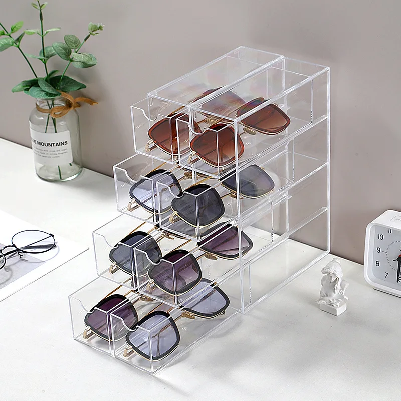 

4-layer Glasses Drawer Storage Box Transparent Acrylic Glasses Case Display Drawer Case Jewelry Accessories Collect Container