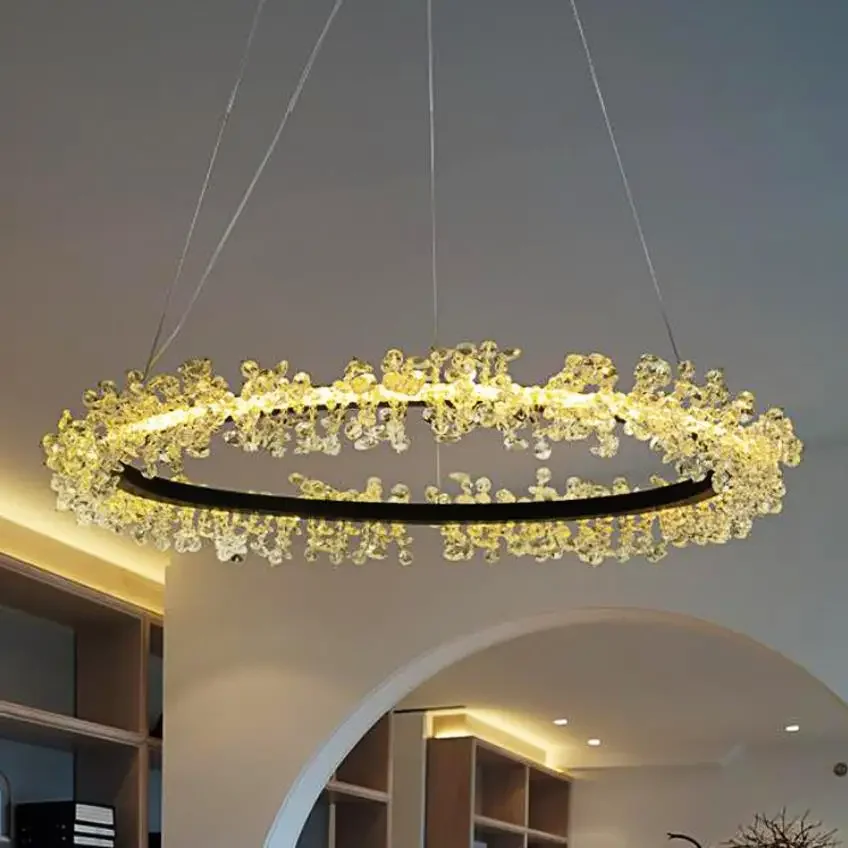 

Living room lamp Nordic dining room chandelier LED chandelier exhibition hall bedroom personality bar creative crystal lamps