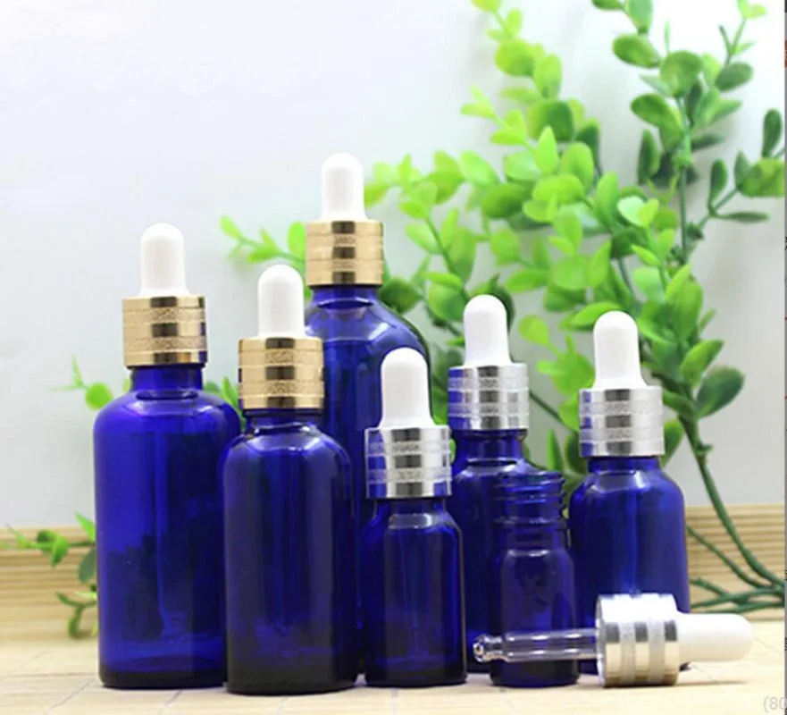 5ml10ml15ml20ml30ml50ml100ml blue glass bottle dropper lid essential oil sample toner moisture lotion emulsion cosmetic packing