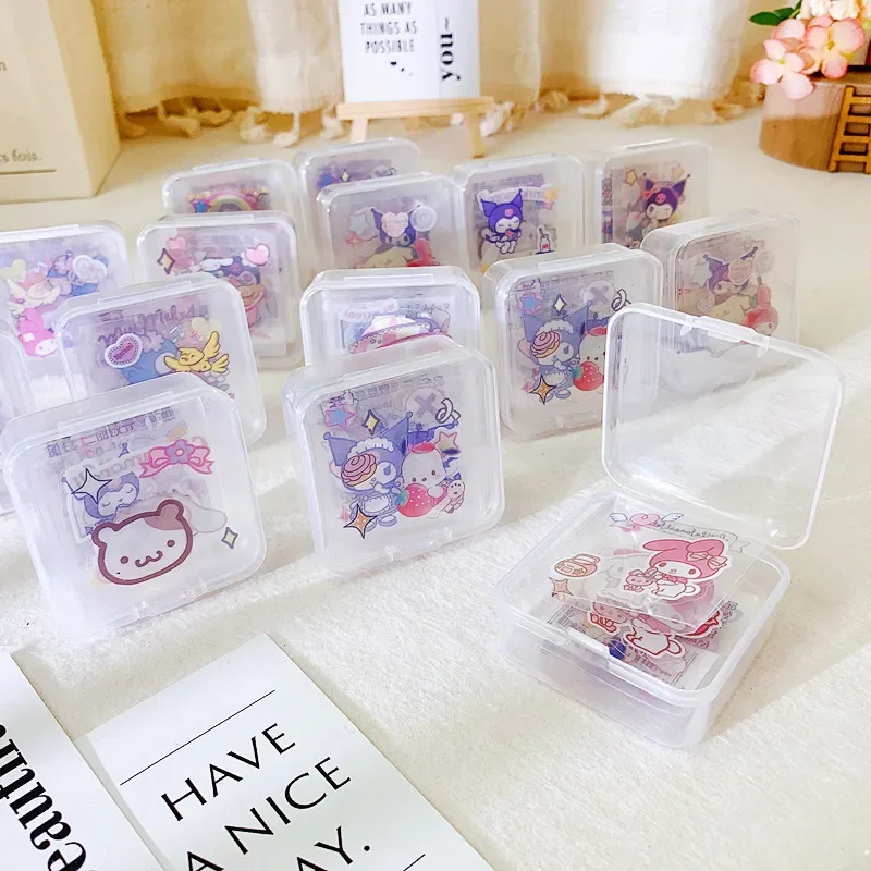 Sanrio 15/30pcs Cute Cartoon Peas Stickers Kuromi My Melody Pet Transparent Handbook Stickers Diy Decorative Stickers Stationery