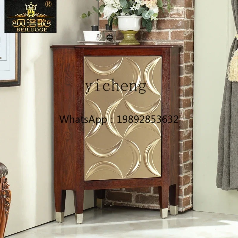 

1 corner cabinet three-dimensional engraved triangular cabinet corner bedroom locker side cabinet