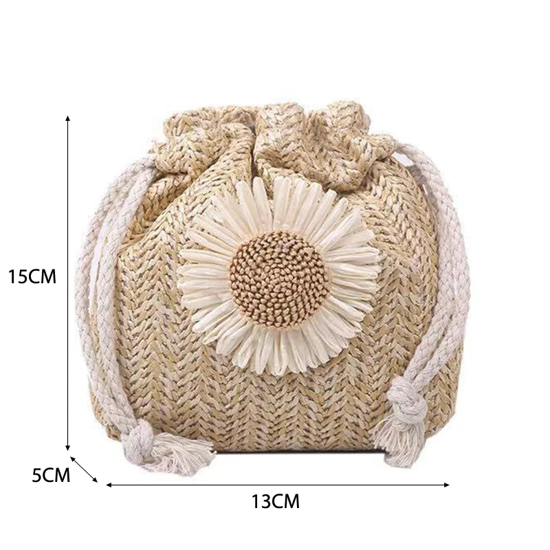 Straw Weave Bucket Bags Rattan Women Summer Beach Shoulder Bags Handbags Casual