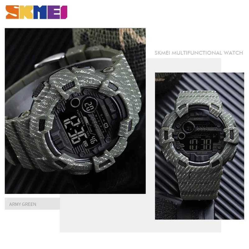 SKMEI 1472 Denim Digital Watch relogio masculino Sport Watch Men Alarm Clock Cowboy Waterproof Week Display Men Watches