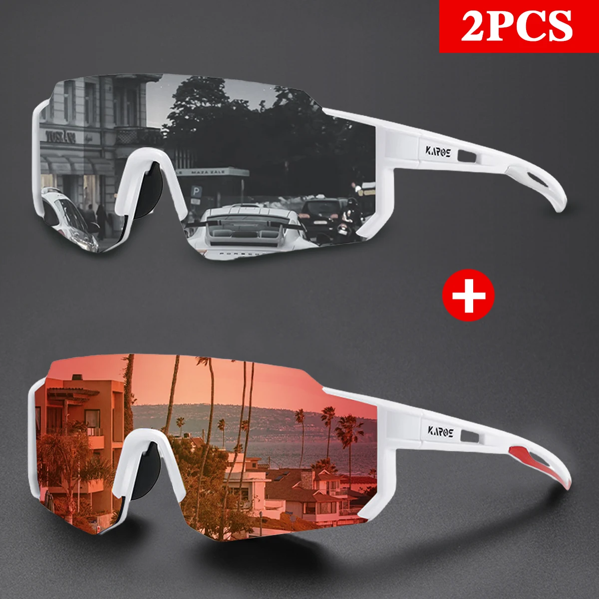 2 Teile/satz Karos UV400 Schutz Sonnenbrille Anti-Glare Gläser Männer Frauen Outdoor Klettern Angeln Radfahren Trendy Sport Brillen