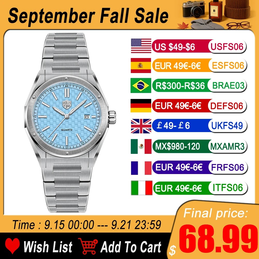 

2025 New RollsTimi Men's Watch Luxury Quartz Watches For Man Stainless Steel Waterproof Sports Wrist Watches Top Man Clock GIfts