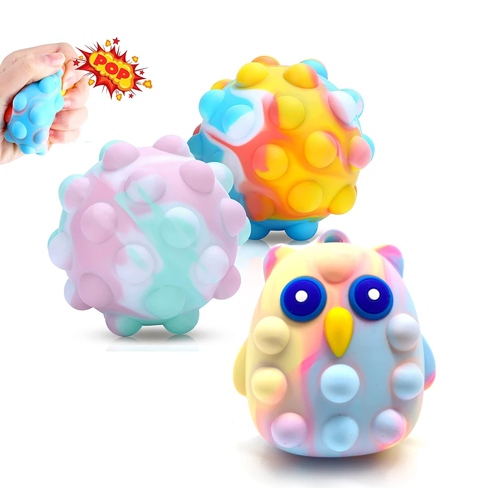 Balles anti-Stress Pop, 6 pièces, jouet Squishy, lapin de pâques, hibou, poupée accrocheuse à presser, Mochi Abreact, jouet d'évent, soulagement du Stress