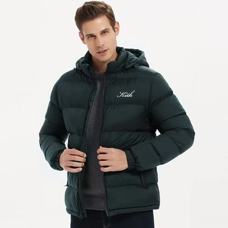 Autumn Winter Men Women Long sleeves Embroidery logo With Zipper Front Going Out Lightweight Hooded Down Jacket Warm Windproof