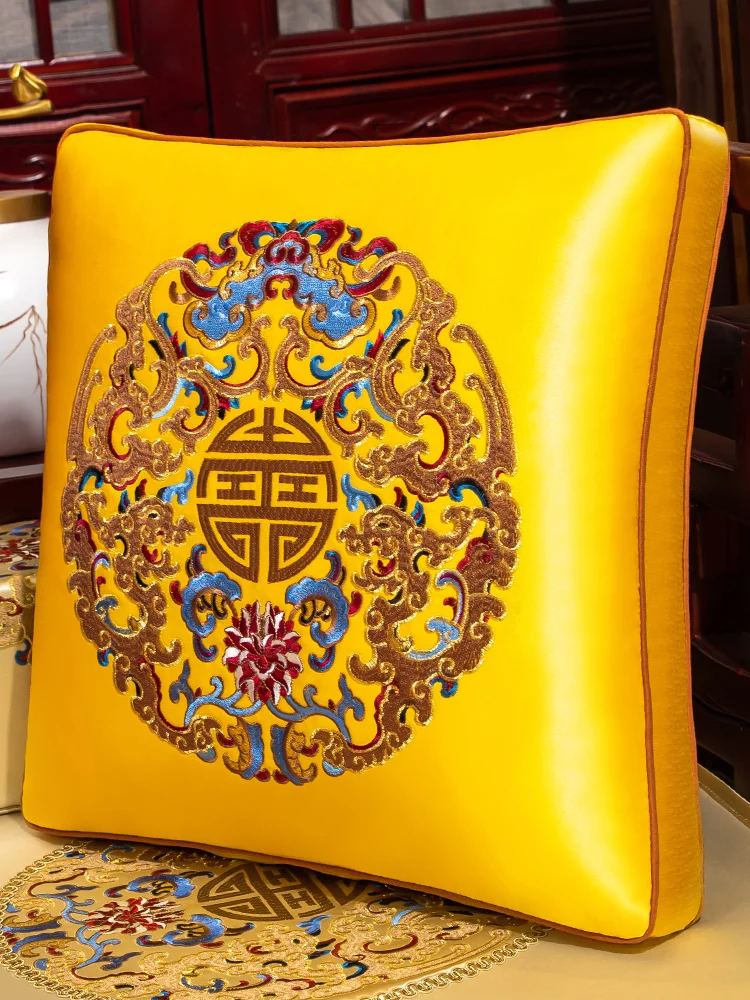 

Большая китайская подушка с вышивкой из красного дерева для гостиной, дивана, наволочка, съемная квадратная подушка для взрослых, универсальная Cuion