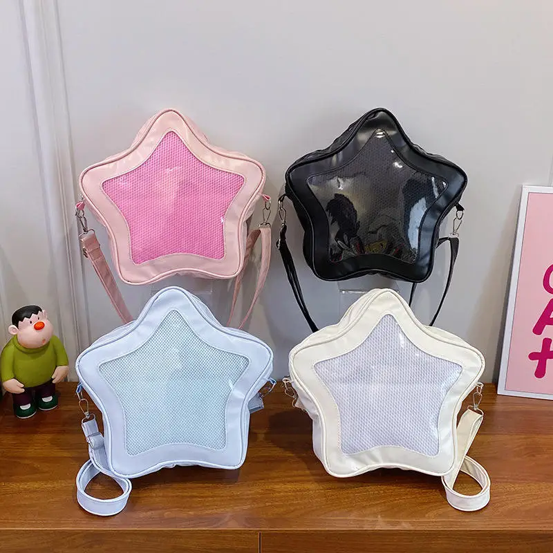 

Fashion New bag Korean-style Niche Five-pointed Star Crossbody Bag Large-capacity Transparent Shoulder Bag Cute Exquisite Bag