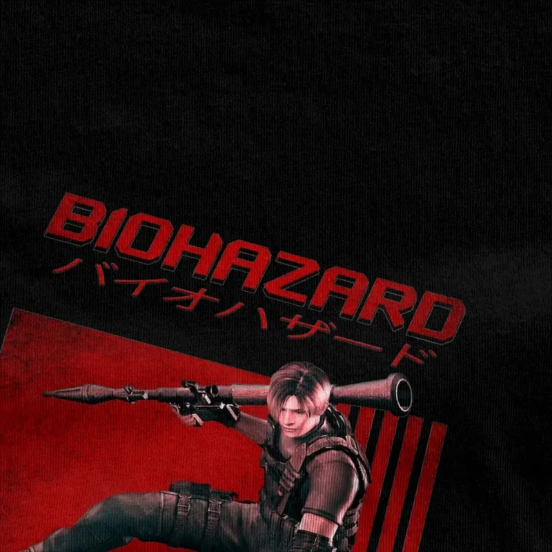 Vintage T-Shirt Biohazard Cotton T Shirts Leon Kennedy Resident Evils 4 Hippie Tee Shirt Men Summer Y2K Classic Loose Clothing