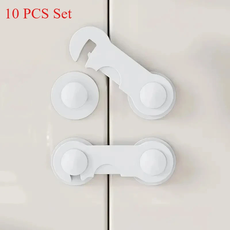 10pcs Baby Safety Locks Cabinet Locks Room Locks Drawer Locks Anti-Pinch Folio Locks Safety Protection Products