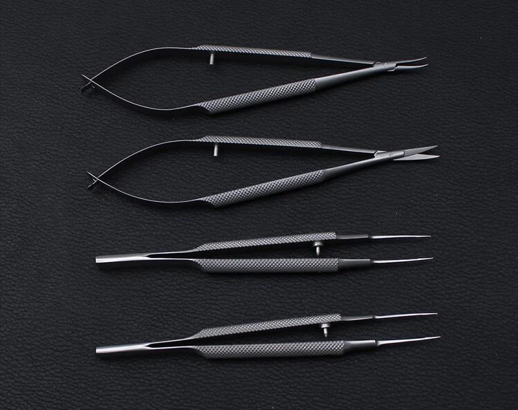 4pcs/set ophthalmic microsurgical instruments 12.5cm scissors+Needle holders +tweezers stainless steel surgical tool