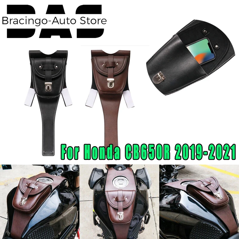 

Bracingo Tank Bag PU Leather Motorcycle Oil Fuel Cover Panel Retro Fuel Oil Tank Bag for Honda CB650R CB 650R 2019 2020 2021