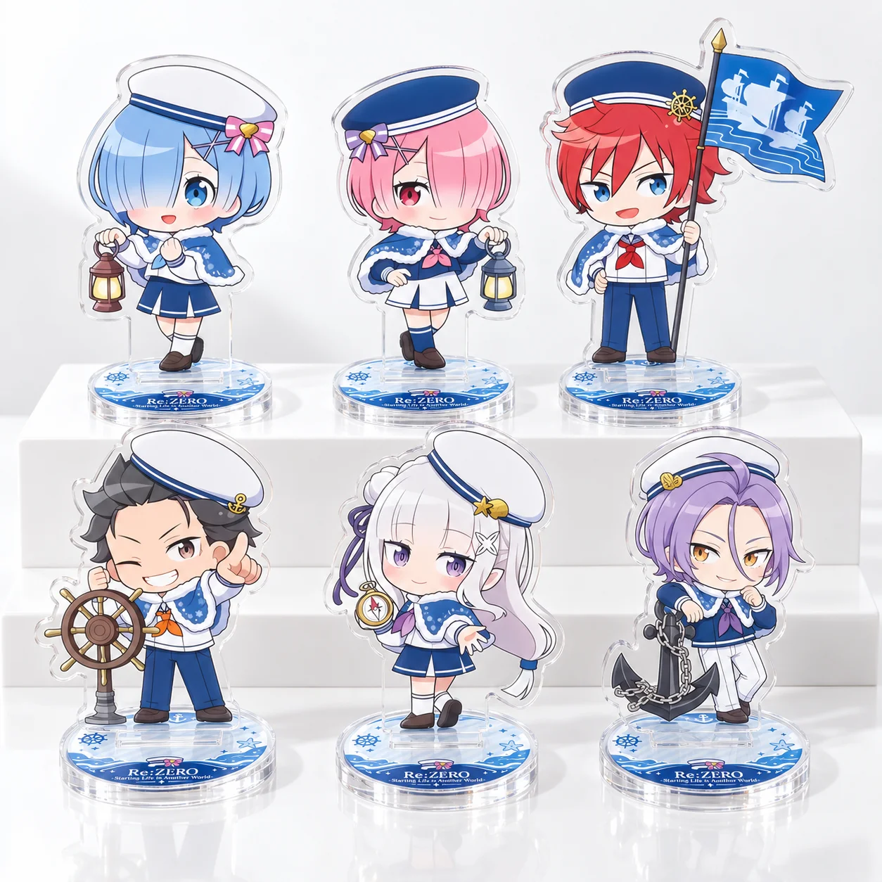 Re:ZERO 2026 new Rem Ram Emilia Subaru Beatrice Frederica Petra Roswaal Sailor Style Acrylic Stand Anime Figure Re0 keychain