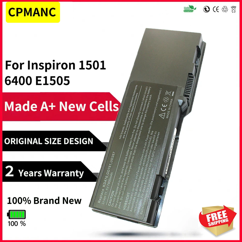 CPMANC 9-элементный аккумулятор для ноутбука DELL Inspiron 1501 6400 E1505 Latitude 131L Vostro 1000 KD476 PD942 PD945 PD946 PR002 RD850