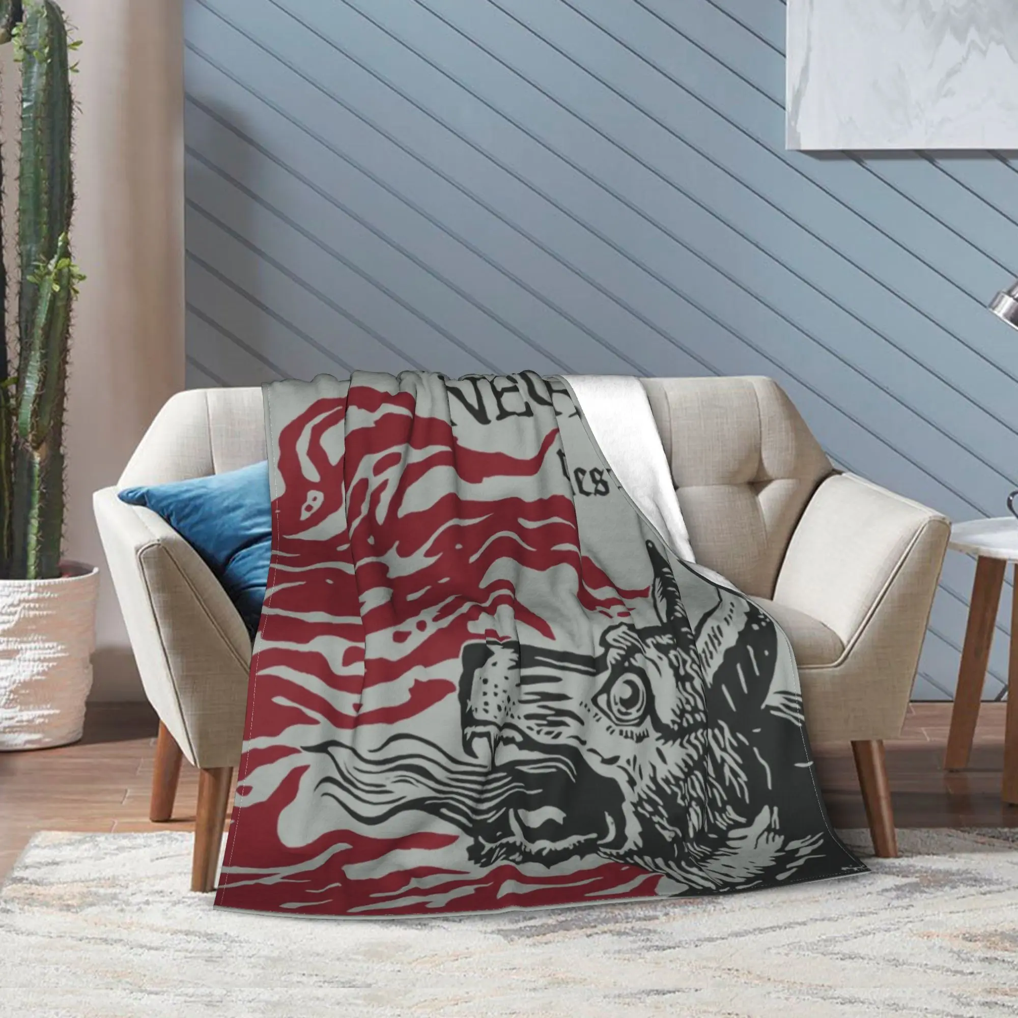 العصب أوقات نعمة الفرقة بطانيات محبوكة مضحك الذئب غامض رمي بطانية السفر الديكور رقيقة المفرش متعددة الوظائف #4