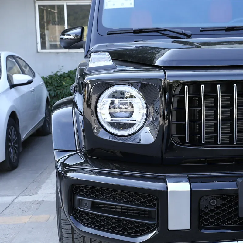 For Mercedes-Benz G-Class W463 2019-2024 Real Carbon Fiber Car Headlight Panel Decoration Sticker Car External Accessories
