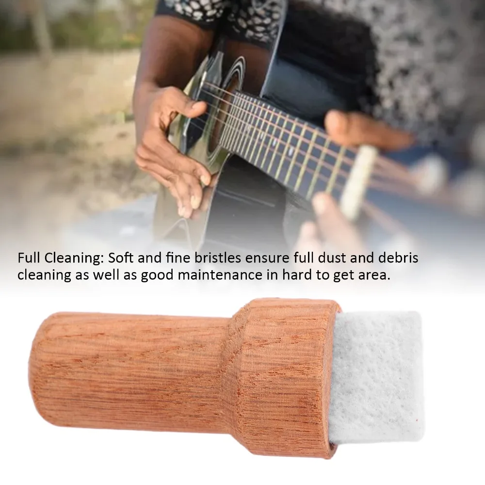 Wood+High Density Felt Guitar Cleaning Brush Wood Handle Wood Color String Cleaning Tool Fretboard Dust Cleaner String Care
