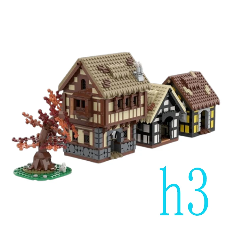 

Spot MOC-198831 2020pcs medieval building village house small particle assembly building blocks educational toy model ornaments