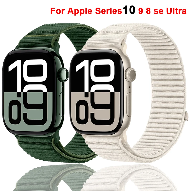 Nylon-Schlaufenarmband für Apple Watch-Armbänder 49 mm Ultra 3 44 mm 45 mm 41 mm 46 mm 42 mm atmungsaktives Band für Iwatch Band Serie 11 10 9 Se 3