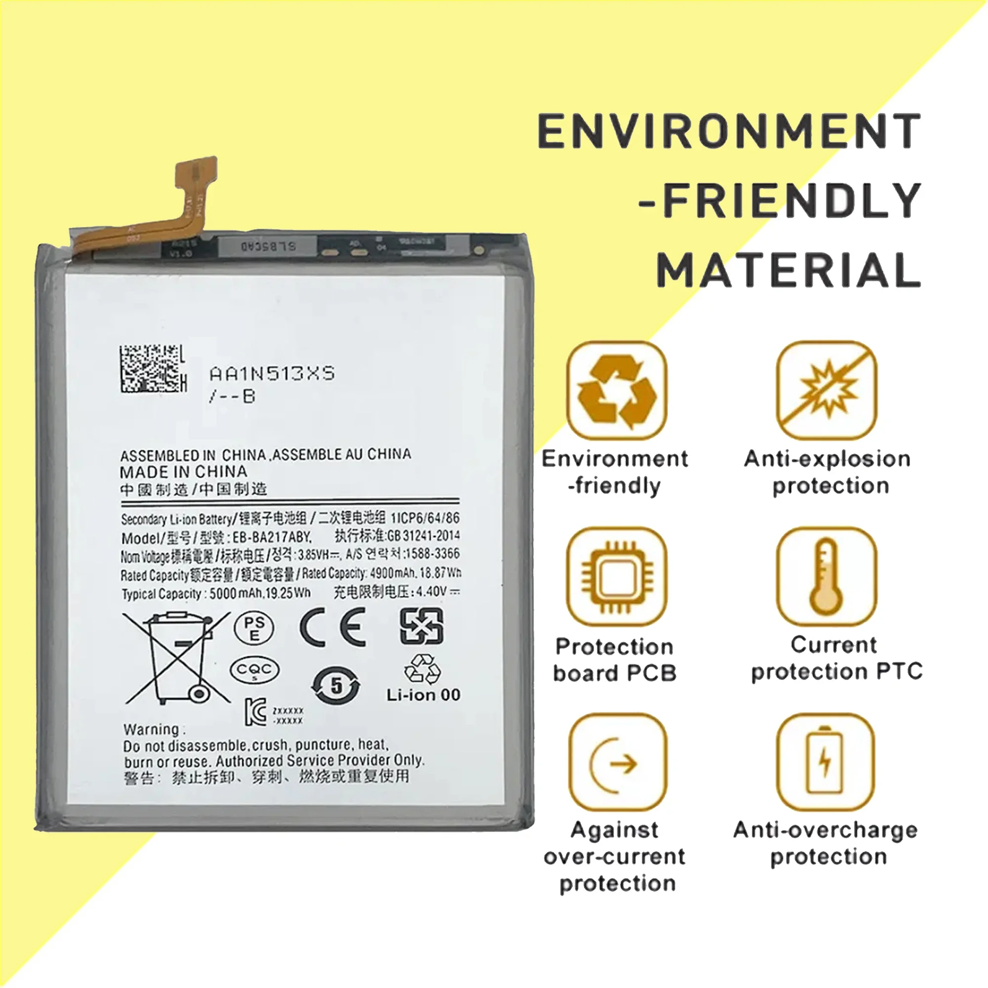 100% high capacity EB-BA217ABY Battery For Samsung SM-A135F/SM-A137F Galaxy A13 / A04S / A047 Phone Bateria