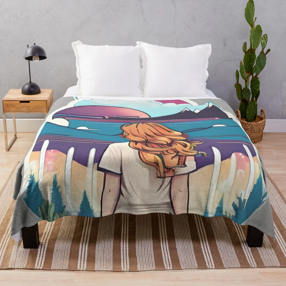 

Sunset girl Throw Blanket blankets and throws Sofa Quilt Stuffeds Blankets