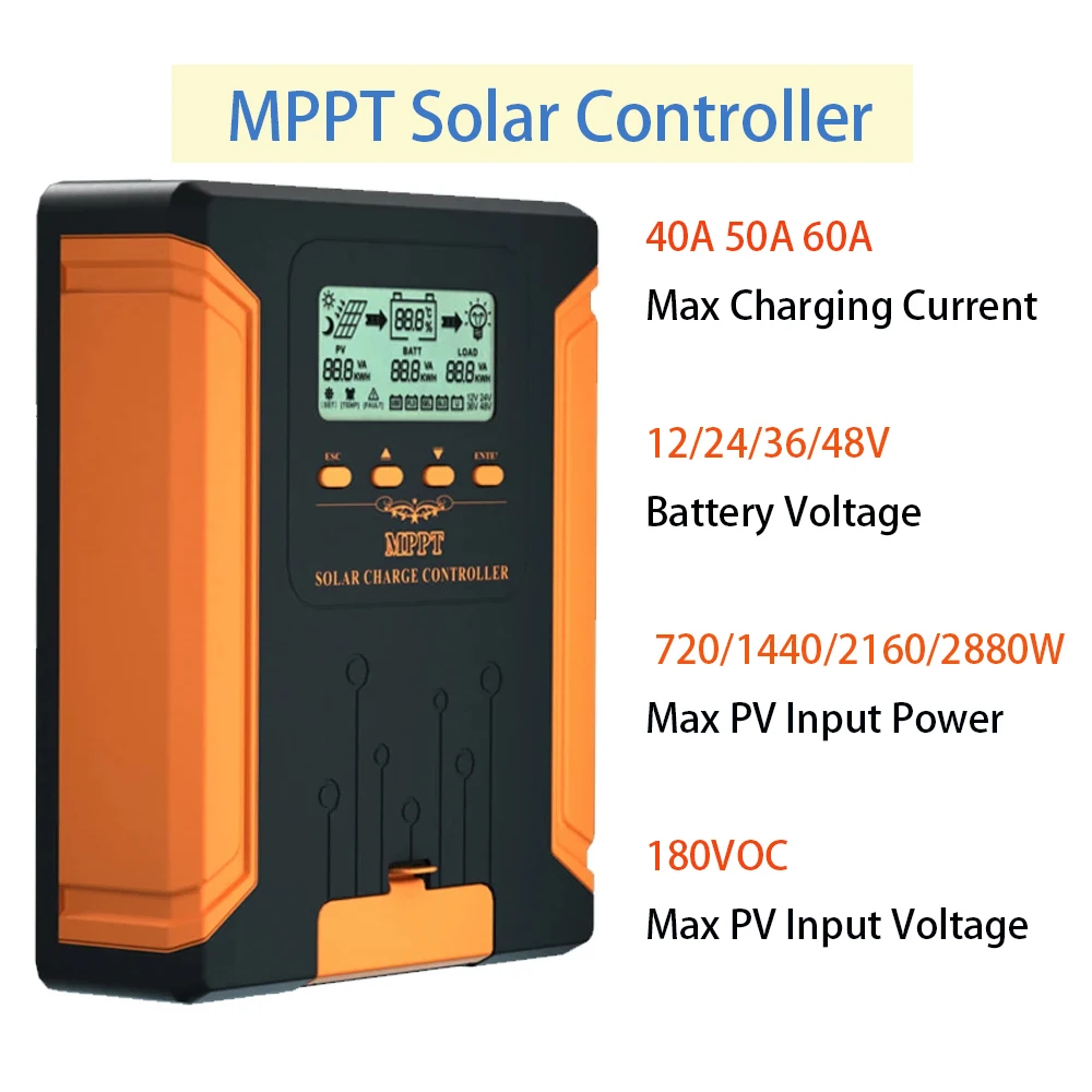 

MPPT Solar Controller 12V 24V 36V 48V Auto Voltage 40A 50A 60A Solar PV Regulator Battery Charge Controller Lead Acid Lithium