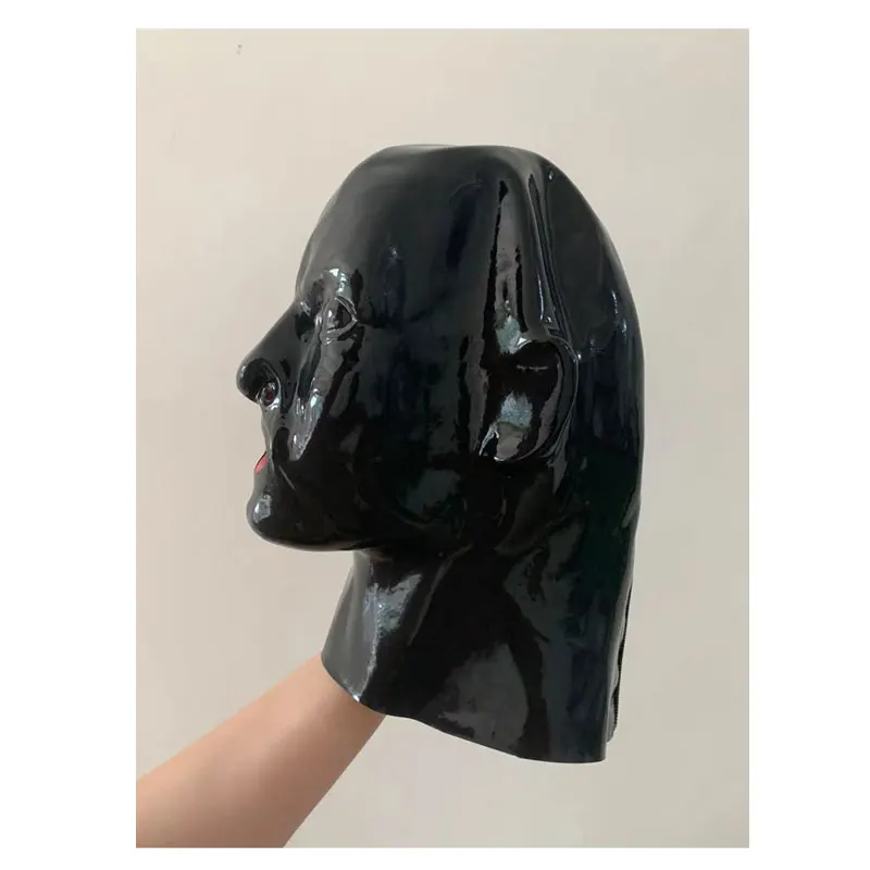 One time molding Seamless 3D Latex Hood Fetish Long Nose Tube Red Teeth Gag Rubber Mask 0.8 1.0 1.5 2.0 thickness optional