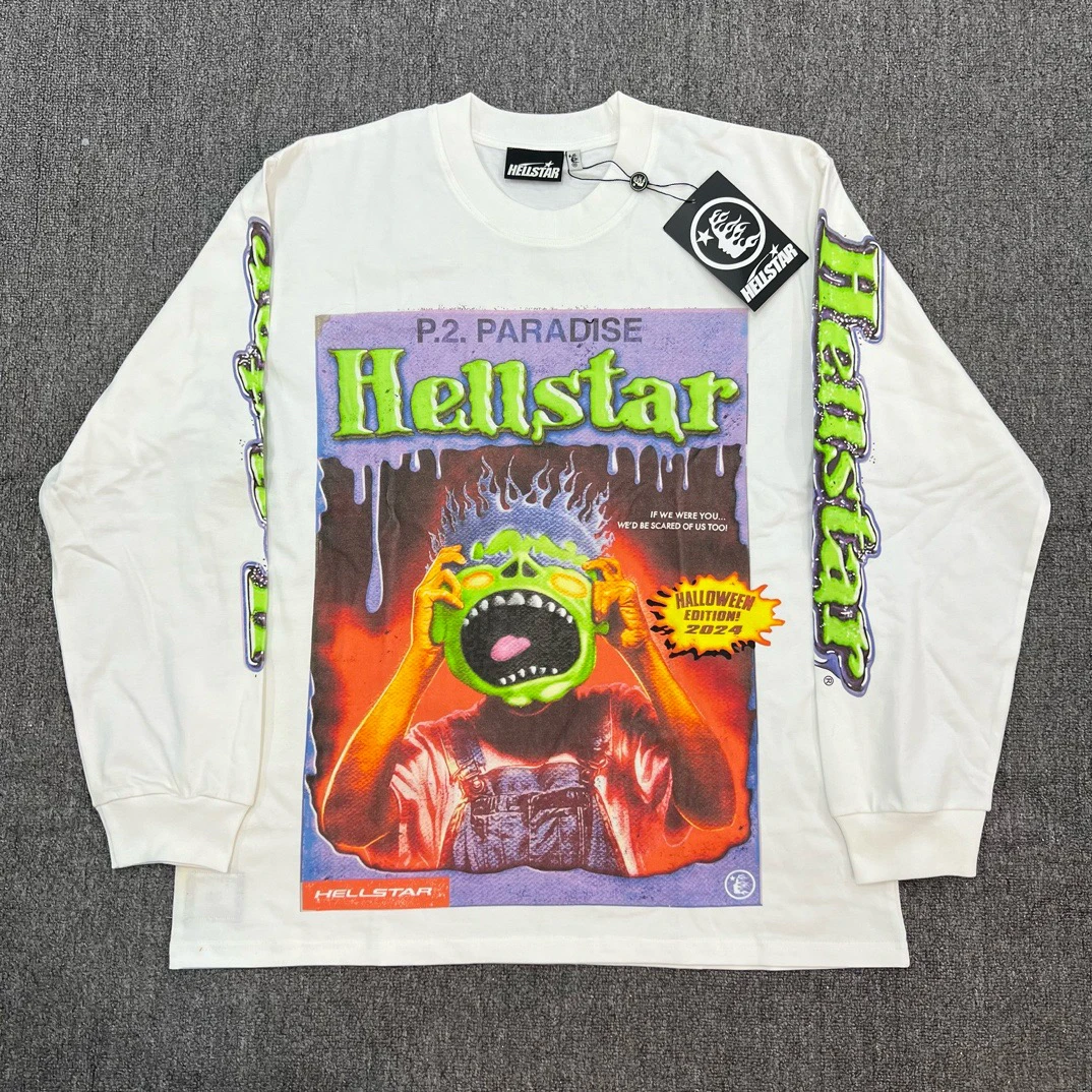 

Детская повседневная футболка Hell Star с длинным рукавом, в американском стиле, осенняя, с принтом, из высококачественного хлопка, с круглым вырезом
