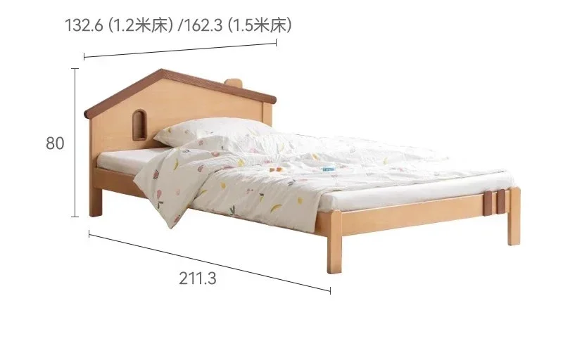 

European beech single children's small apartment solid wood cartoon bed