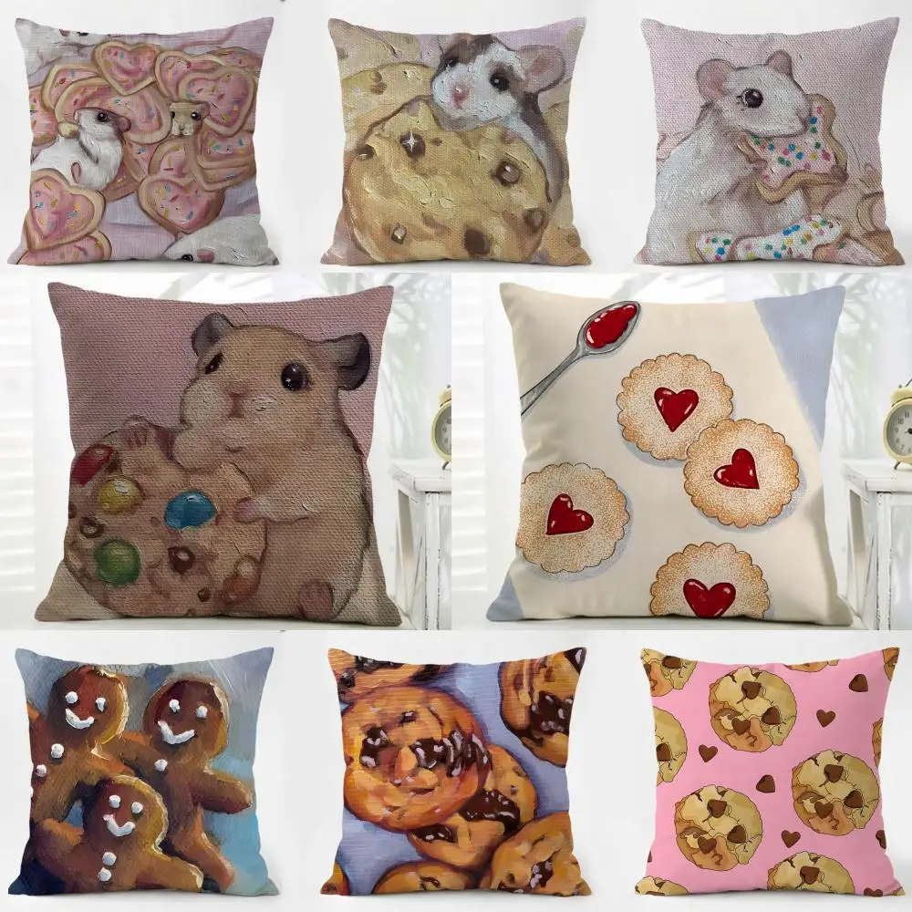 C-Cookie Cushion Cover Washable Linen Pillowcase Soft  for Daily Sofa Bed Home Room Decor